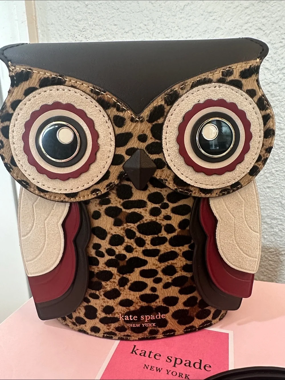 Kate Spade Blinx Leopard 3D Owl Crossbody K4432